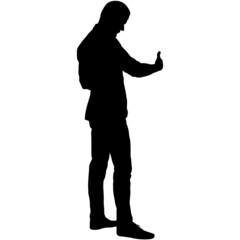 Silhouette of a walking man on a white background