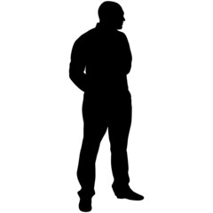 Silhouette of a walking man on a white background