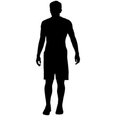 Silhouette of a walking man on a white background