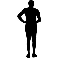 Silhouette of a walking man on a white background