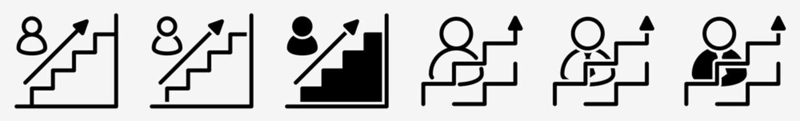 Career Icon Career Ladder Set | Careers Icon Ladder Up Vector Illustration Logo | Arrow Career Ladder Icon Isolated Career-Ladder Upstairs Collection
