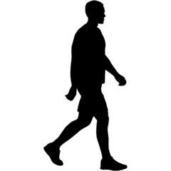 Silhouette of a walking man on a white background