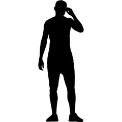 Silhouette of a walking man on a white background