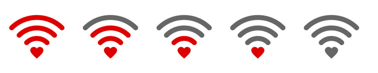 Wifi signal icon with red heart