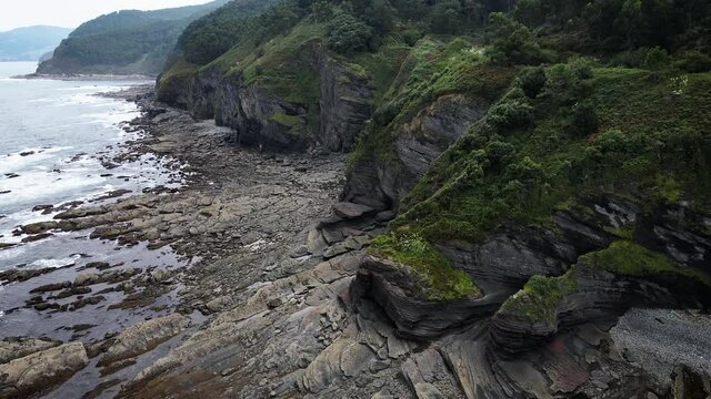 steep seacliffs on Basque Country coastline, Spain. High quality 4k footage. High quality 4k footage