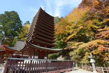 秋の談山神社　十三重塔　奈良県桜井市多武峰