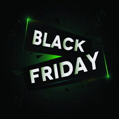 Black Friday Sale Green Banner for Online Marketing Campaign