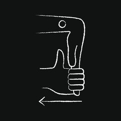 Carpal tunnel syndrome, chalk effect, icon, stretching the arm, towards oneself