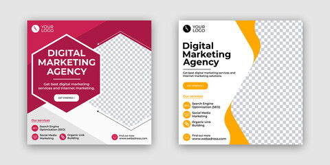 Digital marketing business webinar conference banner, corporate social media post, social media banner template