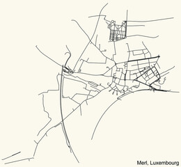 Detailed navigation urban street roads map on vintage beige background of the district Merl Quarter of the Luxembourgish capital city of Luxembourg City, Luxembourg