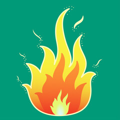 Open flame like a bonfire. For decorative projects. Simple flat vector illustration.