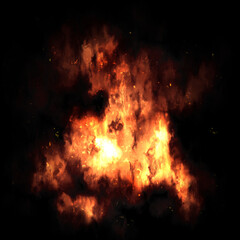 Fototapeta na wymiar red fire flame on black background