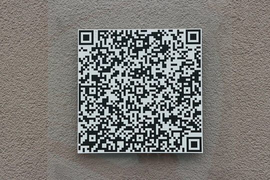 QR code two-dimensional barcode sign on the wall