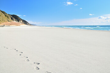 伊古部海岸 砂浜と足跡 愛知県豊橋市