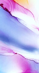 Alcohol ink painting, alcohol ink creative abstract background, silk, alcohol ink on paper, purple, blue, yellow paint. Contemporary art. Trend Art, fluid painting