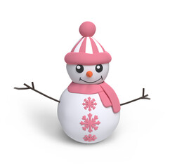 Cute cartoon snowman on a white background with clipping path. 3D image