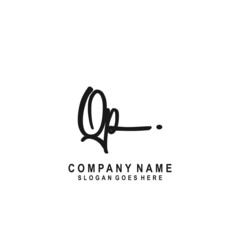 Initial letter QP Signature handwriting Logo Vector	
