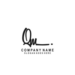 Initial letter QM Signature handwriting Logo Vector	
