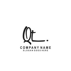 Initial letter QT Signature handwriting Logo Vector	
