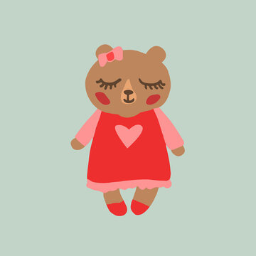 cute bear girl vector illustration 