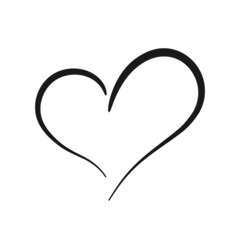 Heart line icon. Hand drawn simple vector. Isolated black element on white background. Best for seamless patterns, posters, cards, stickers and web design.