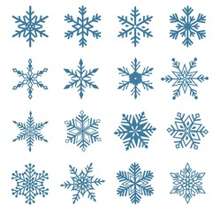 Fototapeta premium Snowflakes set. Winter, New year and Christmas decoration elements.