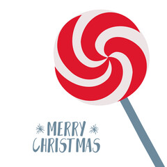 Winter new year christmas postcard. Lollipop candy. Vector card design