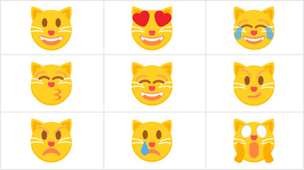 Yellow Cat Face Emoticons Video Overlay