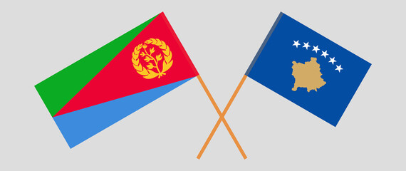Crossed flags of Eritrea and Kosovo. Official colors. Correct proportion