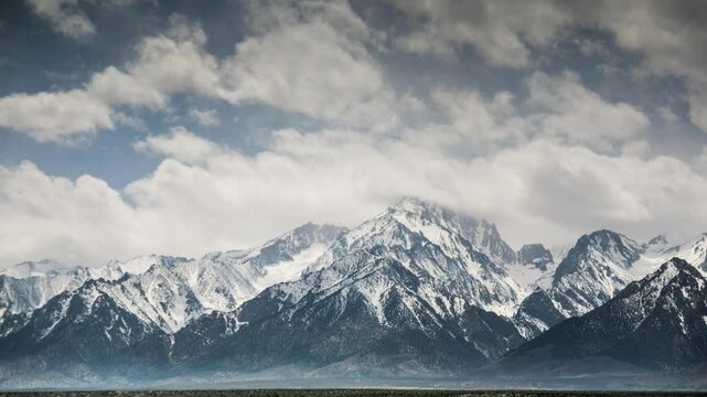 Time Lapse Snow on mountain peaks, near Mt Whitney Lone Pine Desert, California
