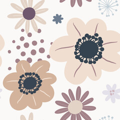 Seamless vector floral pattern with leaves. Bright botanical background.