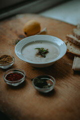 hot soup served with spices