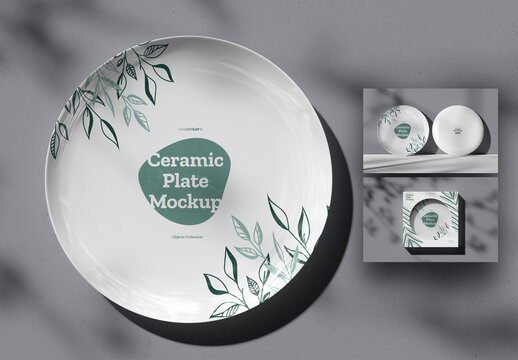 3 Ceramic Plate Mockup
