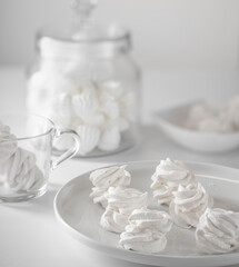 White meringue on plate served in elegant style.