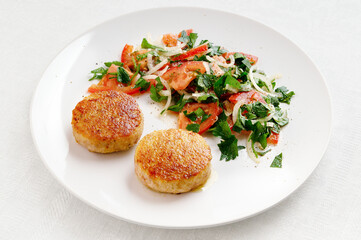 chicken rissoles with salad