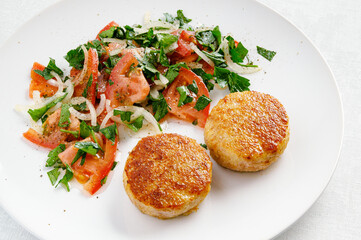 chicken rissoles with salad