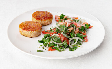 chicken rissoles with salad