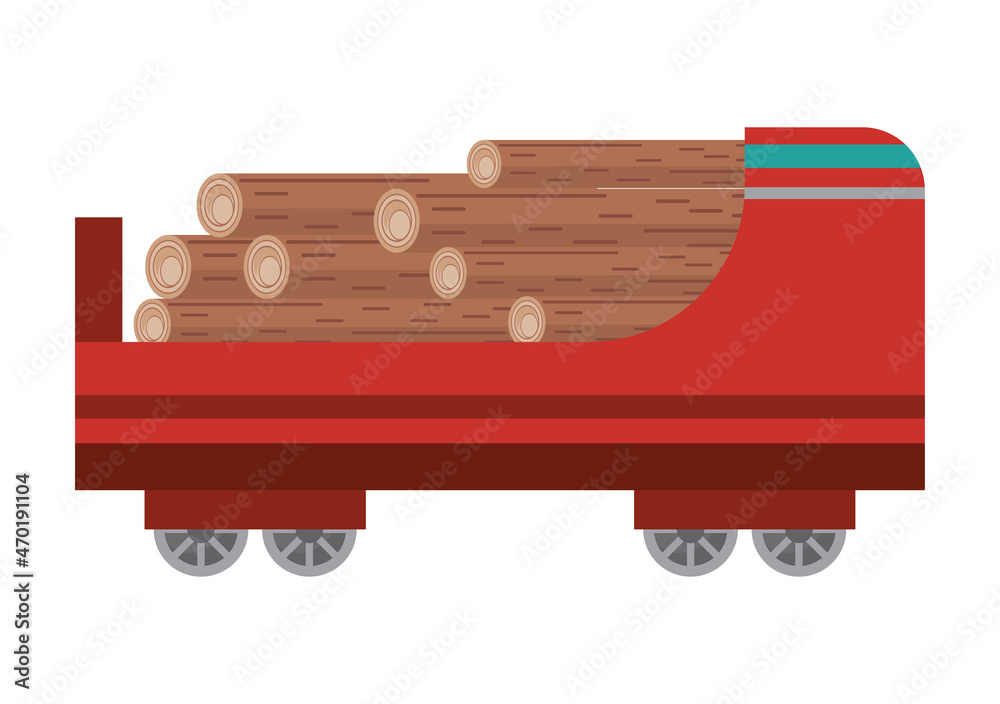 Sticker train wagon with wooden