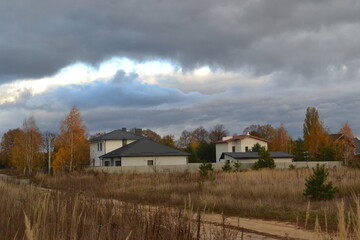 Fototapeta premium landscape with a house in autumn