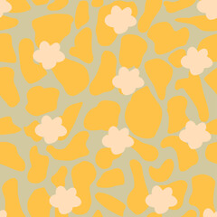 Seamless pattern with abstract flowers and animal skin texture,print for wallpaper,kids textile,baby fashion,nursery design,boho illustration