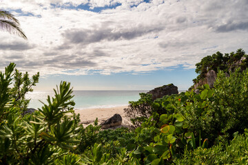Fototapeta na wymiar Tulum Ruins Beach on a Beautiful Day