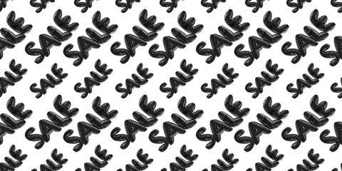 3D seamless pattern with inscription sale in the form of a balloon. Illustration for a banner, invitation card.
