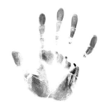 Black handprint on white background
