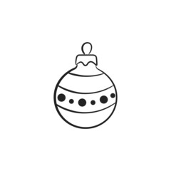 hand drawn Christmas ball with circle. sketchy element for Christmas and New Year greeting card and invitation design