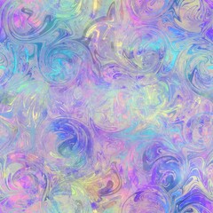 Fototapeta premium Seamless iridescent rainbow light pattern for print. High quality illustration. Swirly mix of pastel colors resembling holographic foil. Fantasy spectrum mermaid fantastical pattern for print.
