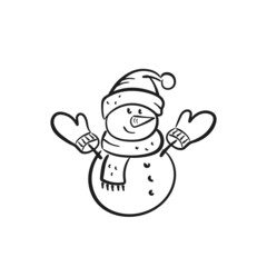 hand drawn snowman. sketchy element for Christmas and New Year greeting card and invitation design