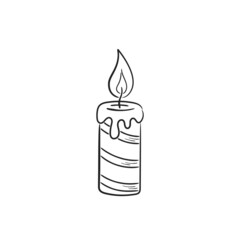 hand drawn christmas candle. vector element for Christmas and New Year greeting card and invitation design