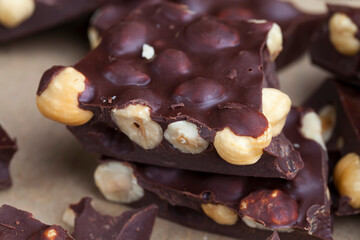 homemade chocolate with lots of cocoa and hazelnuts