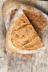 a loaf of light colored bread