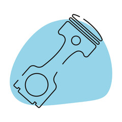 Piston and connecting rod. Vector stylish icon isolated on white background.